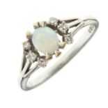 18ct white gold, opal and diamond dress ring