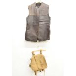 Second World War leather army jerkin and canvas rucksack
