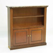 Marble topped mahogany bookcase