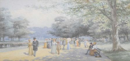 Edward Healey, (1842-1916) - Watercolour - Figures promenading