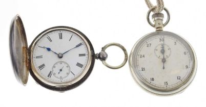 Late Victorian silver full hunter-cased pocket watch