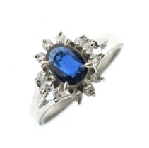 Sapphire and diamond cluster ring