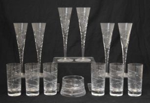 Jasper Conran for Stuart Crystal - six champagne flutes, six highball glasses and low vase/coaster