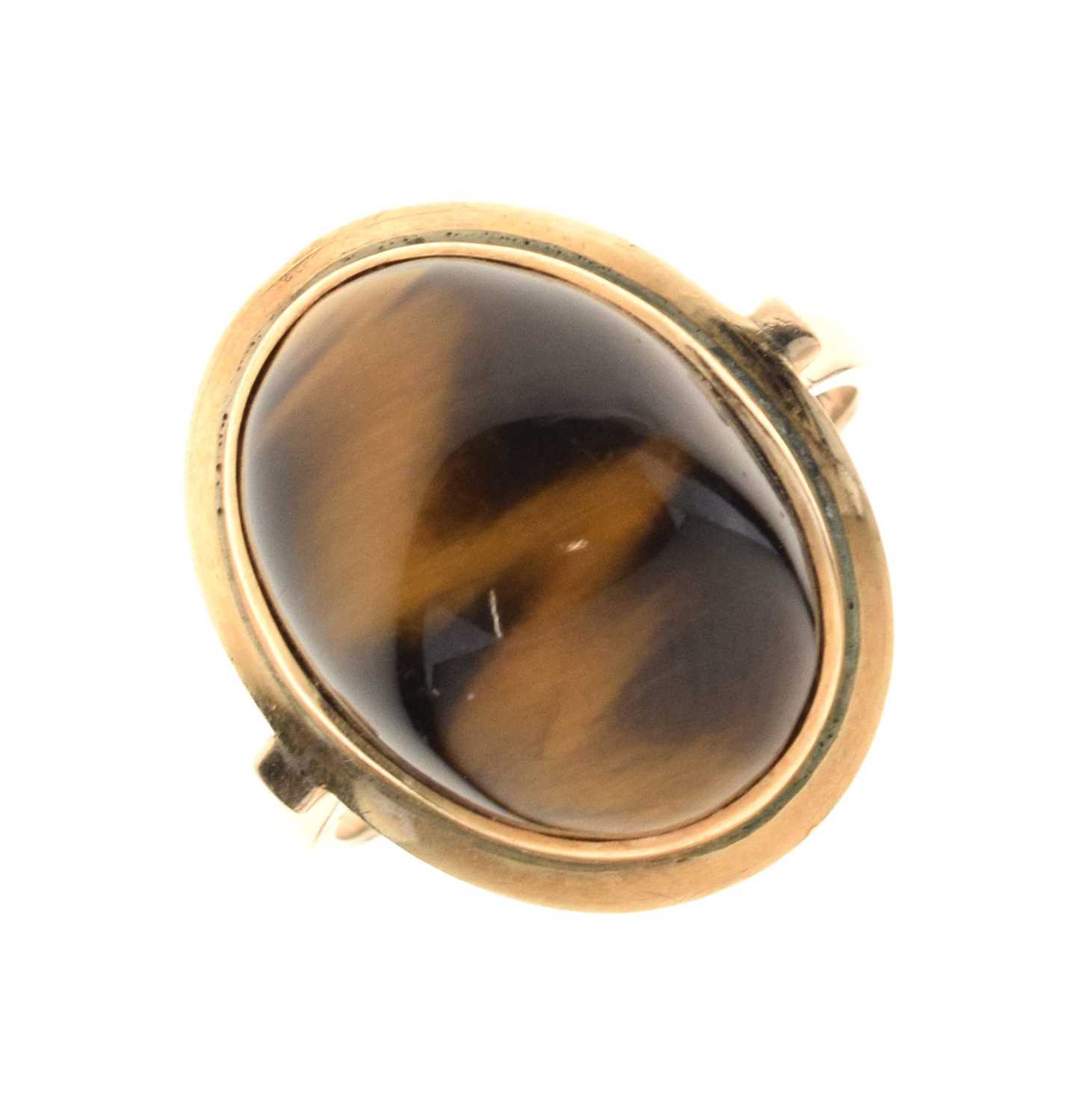 Tigers eye cabochon ring