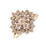 9ct gold cluster ring set white stones