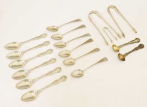 Set of six silver Kings pattern teaspoons, etc