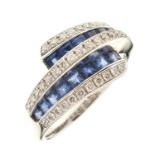 18ct white gold, sapphire and diamond dress ring