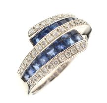 18ct white gold, sapphire and diamond dress ring