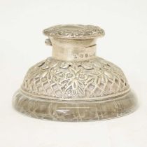 Edward VII silver mounted inkwell