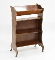 Mahogany freestanding open bookcase on castors