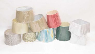 Quantity of modern fabric covered lampshades