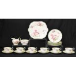 Aynsley floral decorated six person tea set