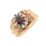 1970s 9ct gold garnet and white stone cluster ring