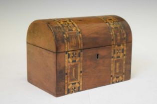 Victorian inlaid walnut dome top caddy