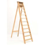 Vintage wooden 12-rung step ladder