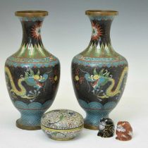 Small quantity of Chinese cloisonne enamel vases, etc.