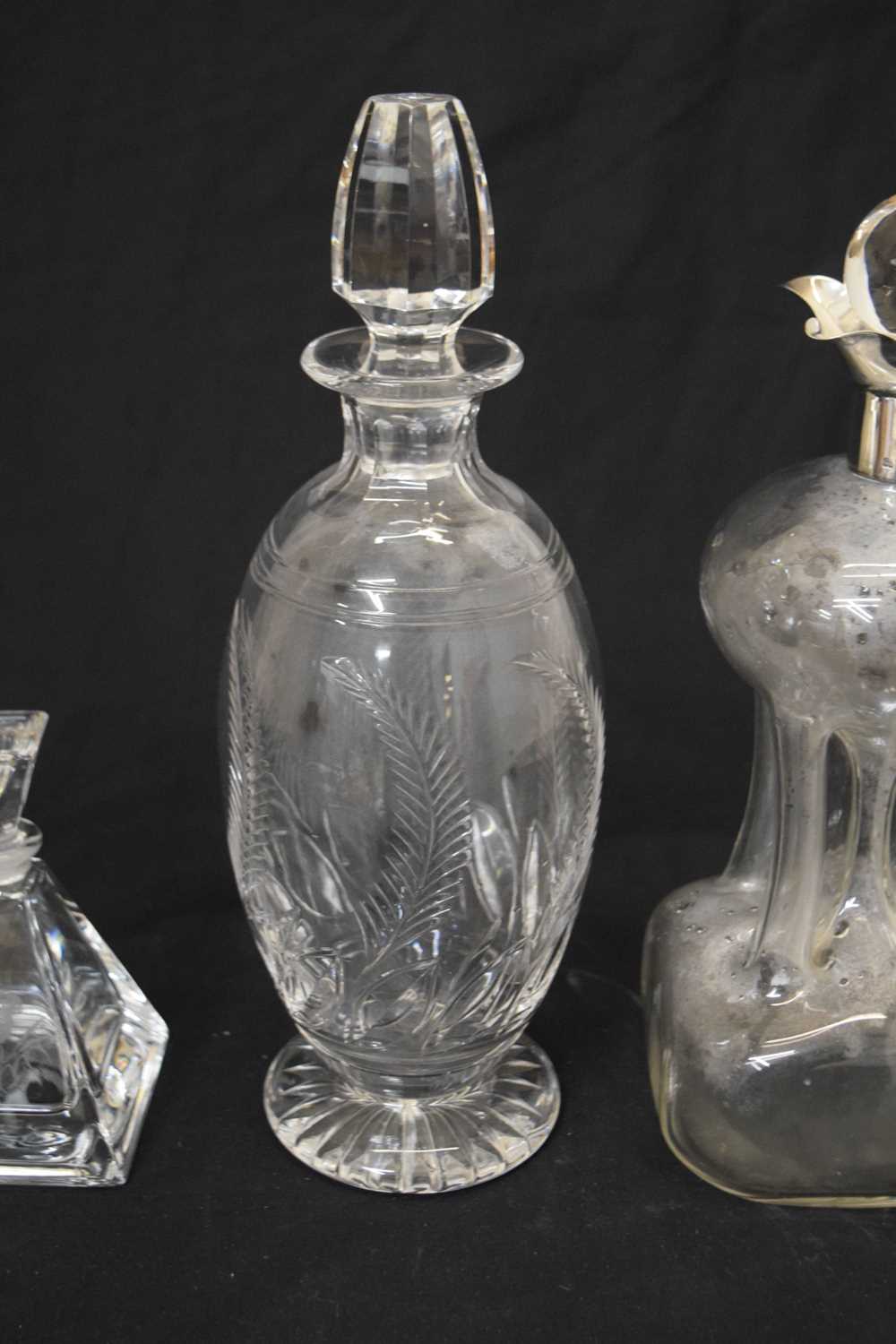 Edward VII silver mounted glug glug decanter, a Stuart crystal decanter, and a nightcap decanter - Image 4 of 8