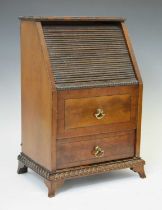 Early 20th Century mahogany tambour-top miniature bureau