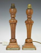 Royal Interest - Pair of early 20th century mahogany lamps