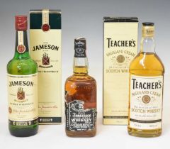 Teacher's Highland scotch whisky, Jameson Irish whiskey, Jack Daniels Tennessee whiskey