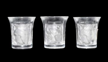 Three small Lalique vases/ shot glasses