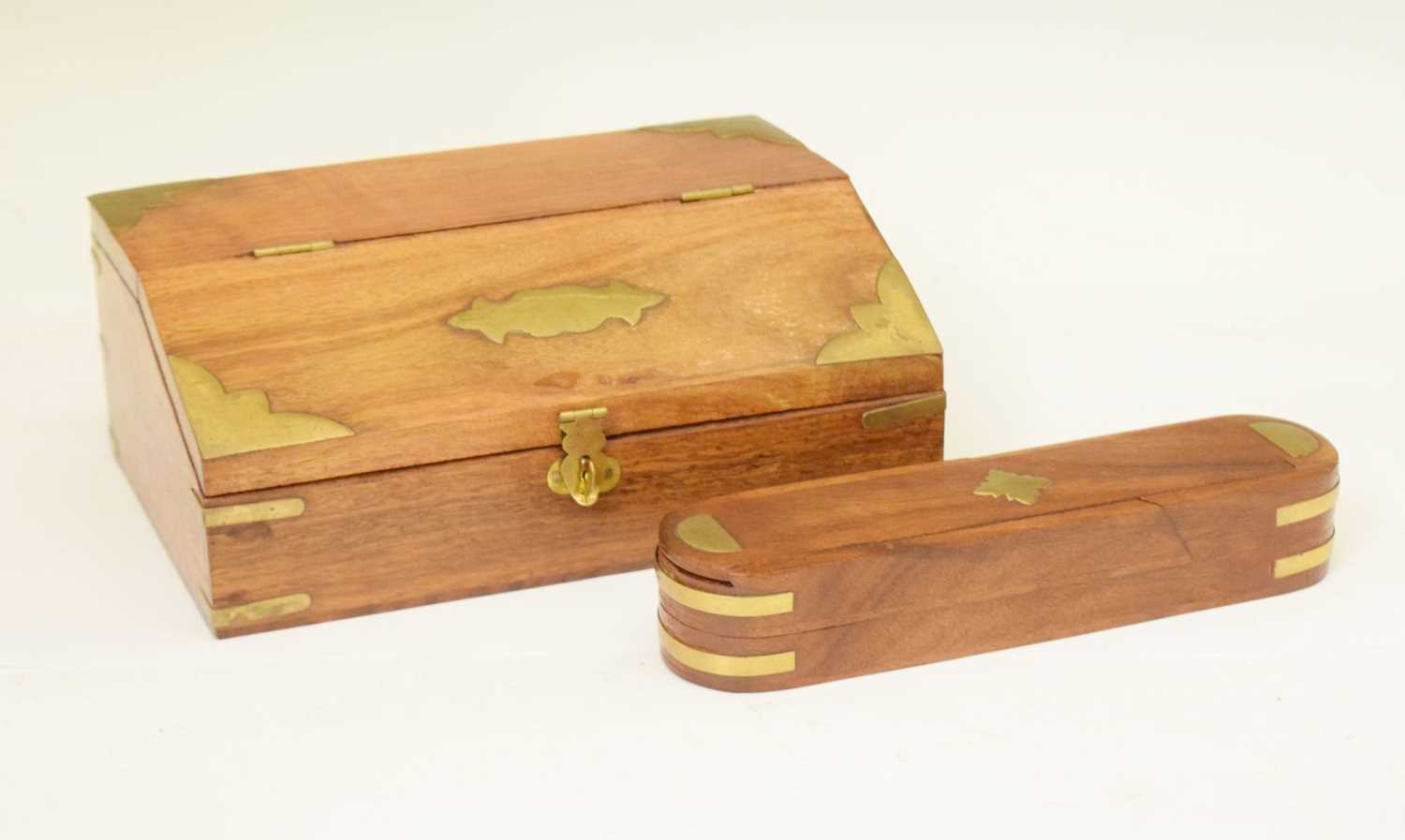 Hardwood and brass inlaid desk box
