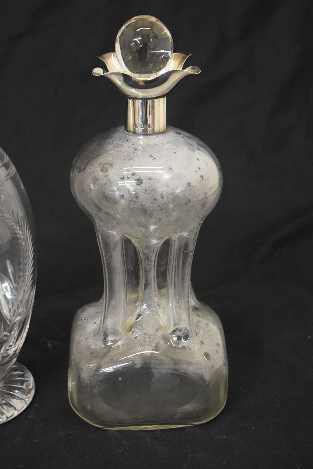 Edward VII silver mounted glug glug decanter, a Stuart crystal decanter, and a nightcap decanter - Image 5 of 8