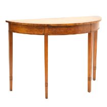 Burr yew demi-lune console table