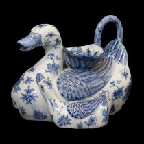 Chinese reproduction blue and white duck decanter