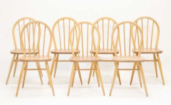 Seven Ercol stickback kitchen chairs