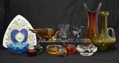 Collection of various art and other coloured glass, etc.