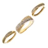 18ct two-colour gold diamond set crossover dress ring