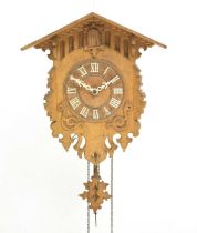 Oak weight driven cuckoo clock