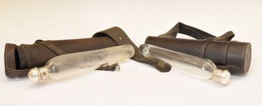 Two leather cased hunting flasks