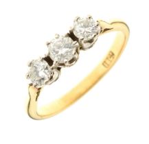 Diamond three-stone ring, stamped '18ct'