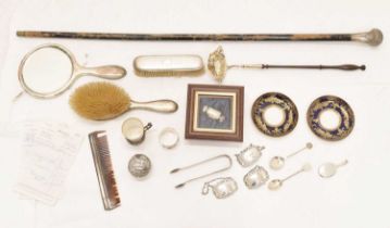 Quantity of silver items to include punch ladle, dressing table set etc, together with a silver-topp