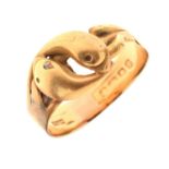 18ct gold serpent design ring