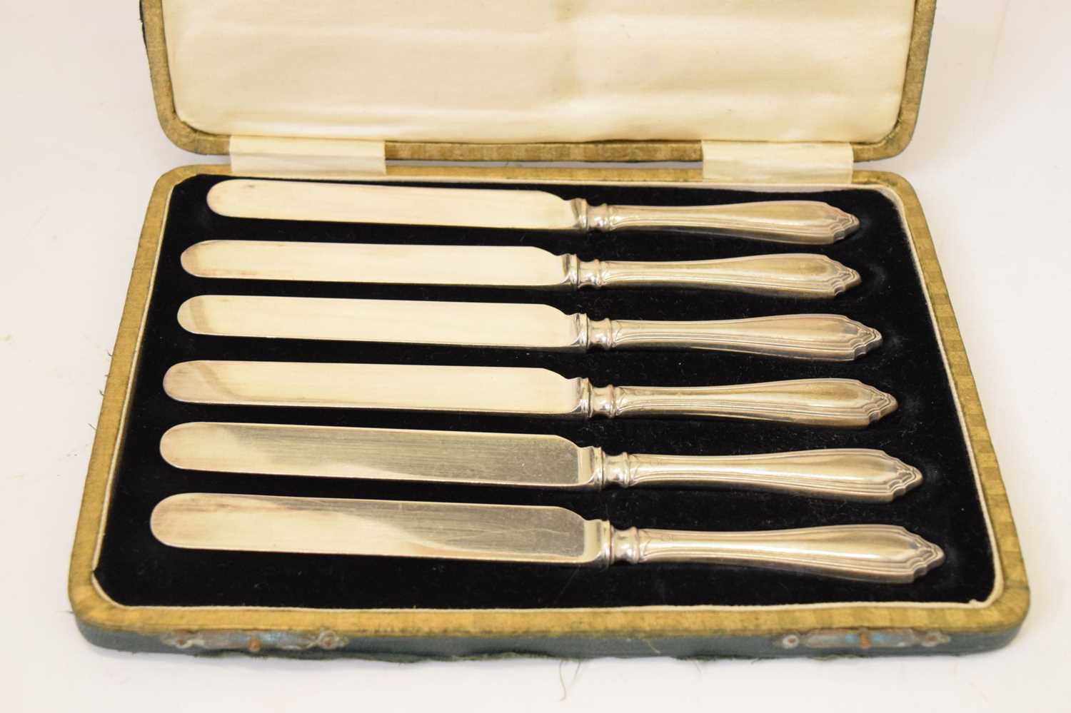 Elizabeth II silver tea caddy spoon, cased set of silver handled tea knives, etc - Image 2 of 17
