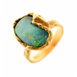 Modernist boulder opal ring