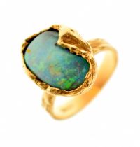 Modernist boulder opal ring