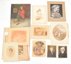 Group of assorted unframed portraits and figure studies