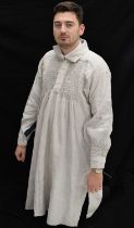 19th century West Country (probably Somerset) shepherd's cream linen smock