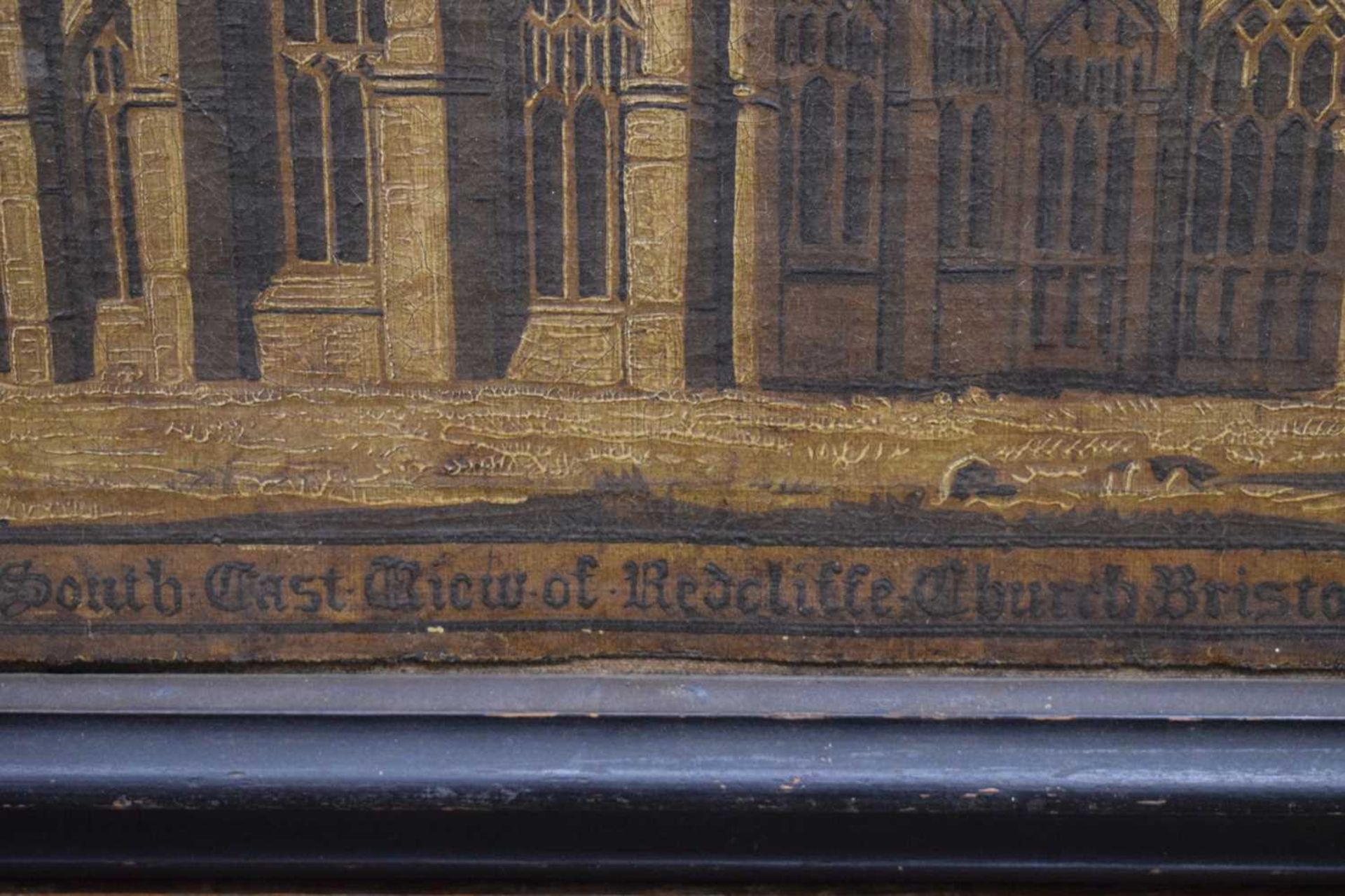 19th century over painted print on canvas - 'South East View of Redcliffe Church, Bristol' - Image 12 of 16