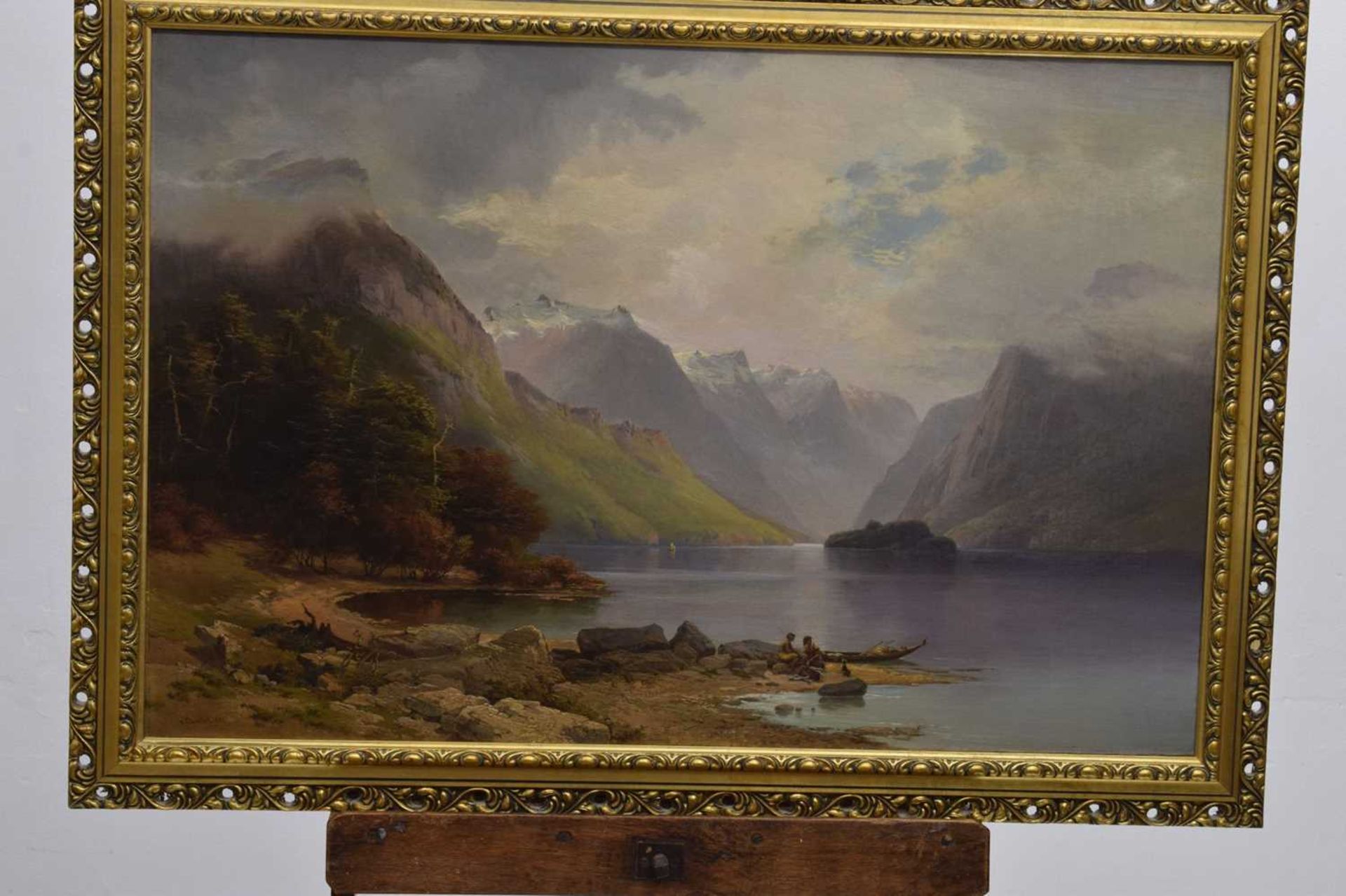 Nicholas Chevalier - New Zealand oil on canvas - Lake Manapouri - Image 2 of 16