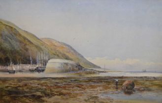 George Wolfe, (1834-1890) - Watercolour - View of Minehead Harbour