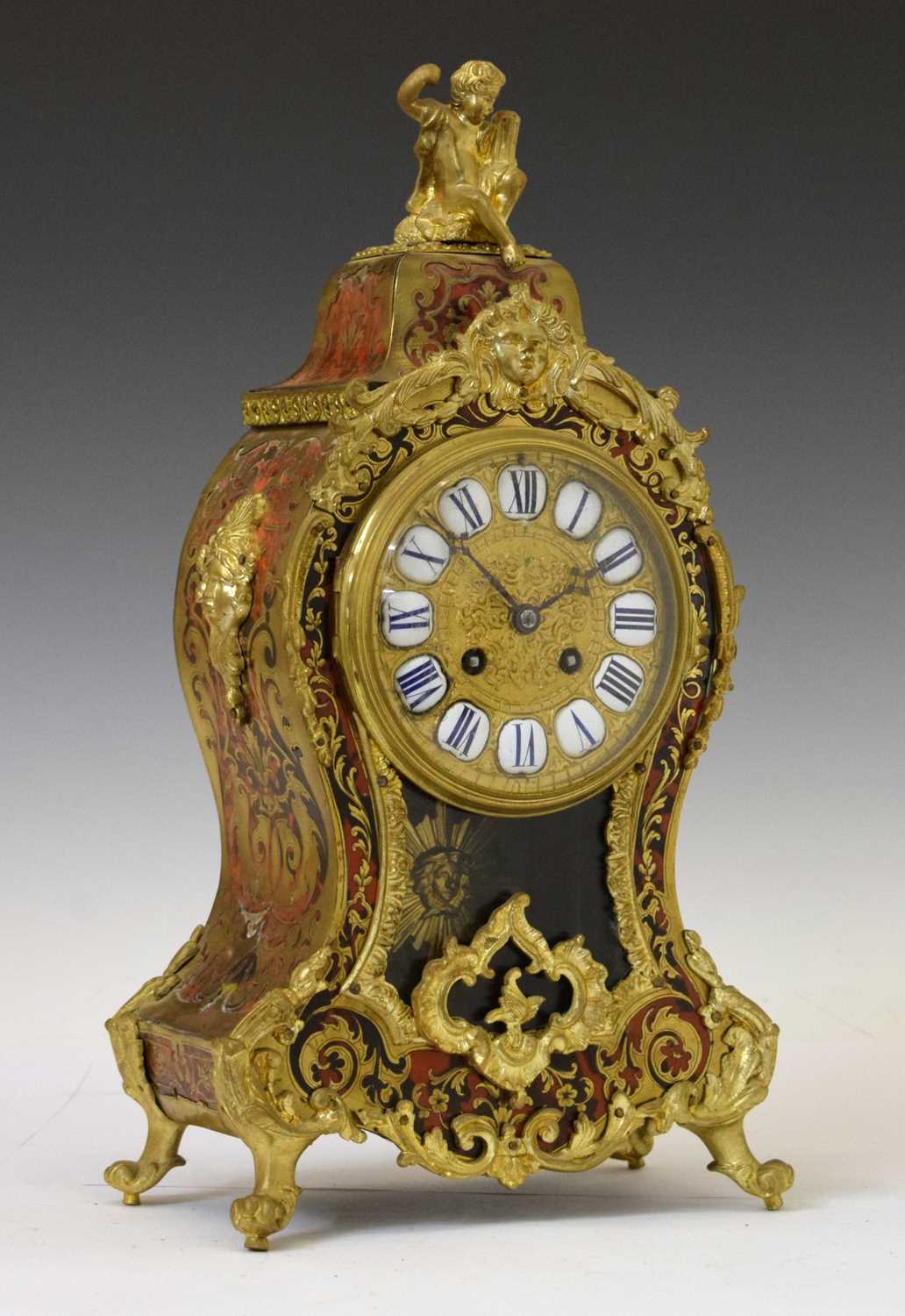Late 19th century French red boulle mantel clock