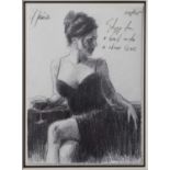 Fabian Perez (Argentinian, b.1967) - Limited edition print - 'Study for a girl with wine glass'