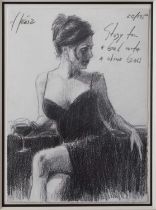 Fabian Perez (Argentinian, b.1967) - Limited edition print - 'Study for a girl with wine glass'