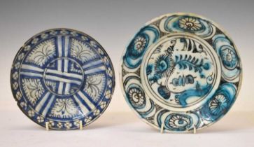 Two antique Middle Eastern faience pottery dishes