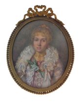 Early 20th century oval portrait miniature of lady